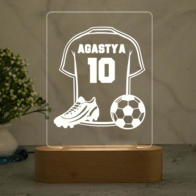 Personalized Name Football Jersey Night Lamp with Warm White Light Gifts for Footballer Men Women Lover Birthday Gift for Football Player